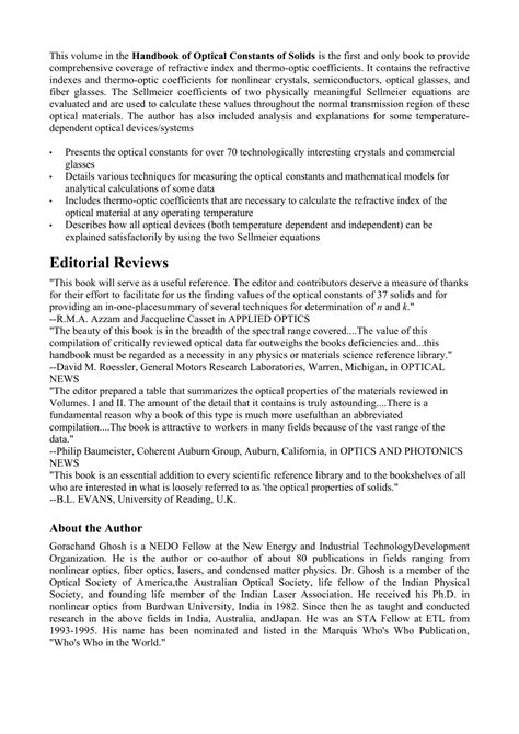 (PDF) Handbook of Thermo-Optic Coefficients of Optical Materials With ...