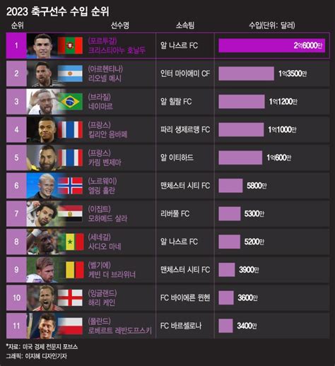 더차트 사우디 간 호날두 메시보다 2배 더 벌었다1년 수입 얼마 머니투데이