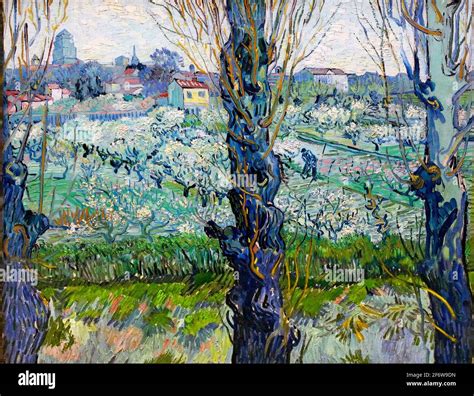 Huerto En Flor Con Vista De Arles C 1889 Por Vincent Van Gogh 1853