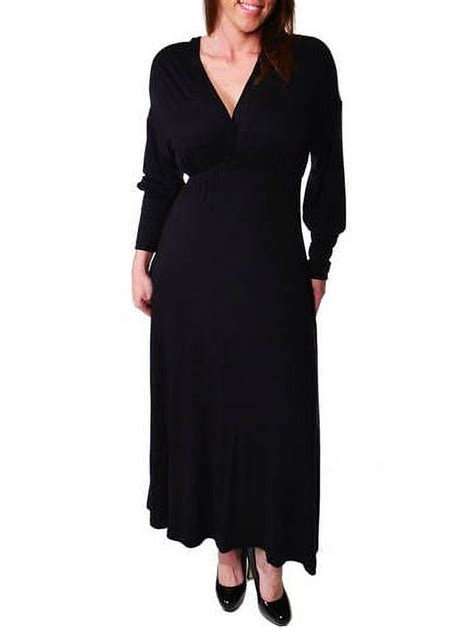 Women S Plus Long Sleeve Empire Maxi Dress