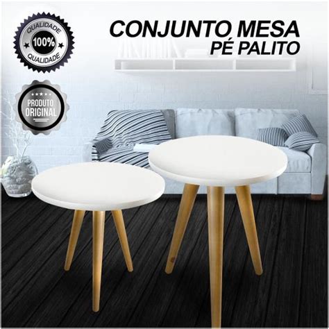 Conjunto Mesa Canto P Palito Tripe Redonda Fosca Mesinhas Misskita