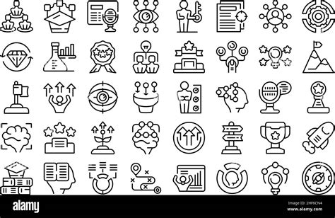 Expert Icons Set Outline Vector Personal Talent Self Challenge Stock