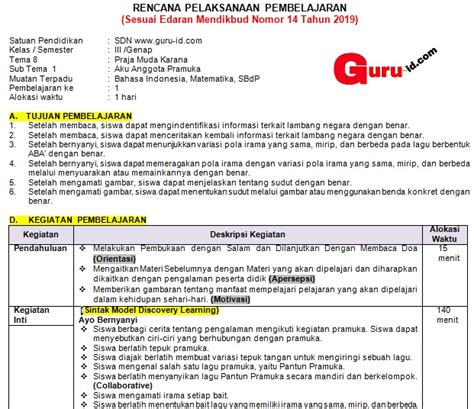 Rpp Kelas 3 Semester 2 Tema 6 Sub Tema 2