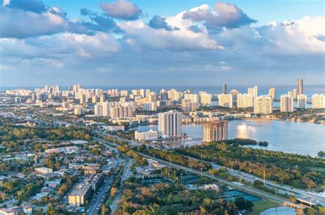 Wonderful Skyline of Miami at Sunset, Aerial View Stock Photo - Image ...