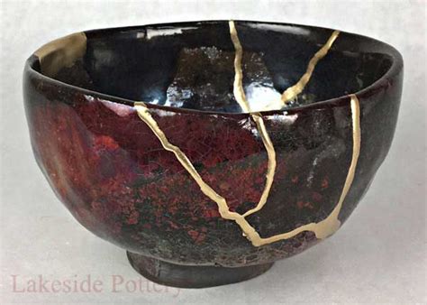 Kintsugi Art Examples Japanese Method Of Pottery Repaired With Gold