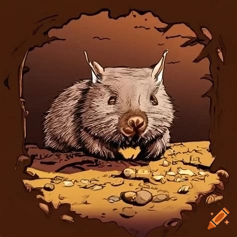 Happy Wombat Digging A Trench In A Graphic Novel Style On Craiyon