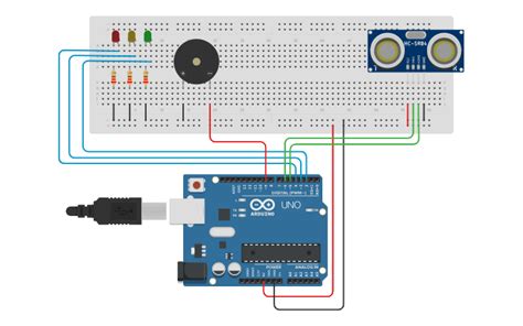 Circuit Design Sensor De Distancia Tinkercad