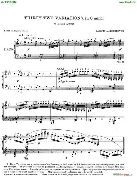 Beethoven WoO 80 32 Variations in C Minor 歌谱简谱网