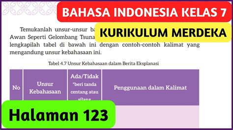 Kunci Jawaban Bahasa Indonesia Kelas 7 Halaman 123 Kurikulum Merdeka