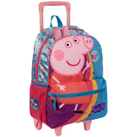 Kit Mochila De Rodinha Escolar E Lancheira Infantil Peppa Pig Sestini