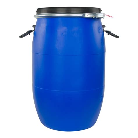 16 Gallon Blue UN Rated Open Head Drum With Lever Lock Lid Attached