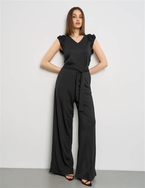 Elegant Jumpsuit With Chiffon Flowers In Black Gerry Weber