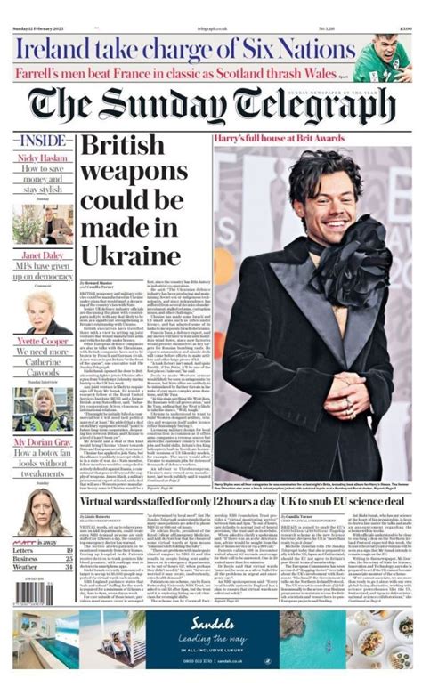 Sunday Telegraph Front Page 12th Of February 2023 Tomorrow S Papers