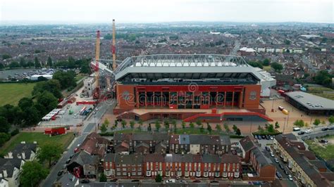 Anfield Stadium Of Fc Liverpool From Above Aerial View Liverpool