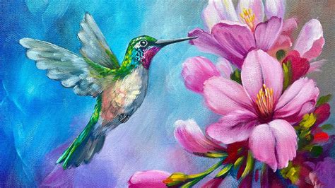 Hummingbird Pink Hibiscus How To Paint Acrylics For Beginners Paint