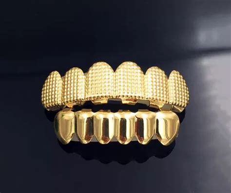 Grillz Duplo Completo Dourado Hip Hop Cor Ouro Dente