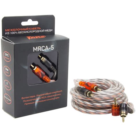 Кабель RCA, 2 канала, 5м, витая пара, угловые коннекторы ...
