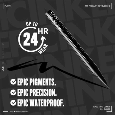 NYX Professional Makeup Epic Ink Liner Waterproof 01 Black, 0.03 fl oz ...