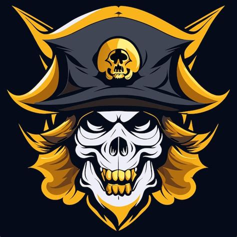 Conceito De Logotipo De Caveira Pirata Vetor Premium