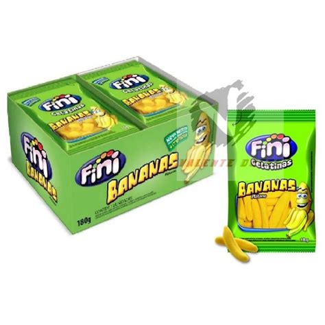 Caixa Balas De Gelatina Fini Mini Bananas 12 Pacotes De 15g Cada DP