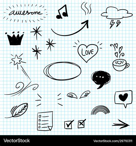 Hand Drawn Set Elements For Concept Design Vector Image