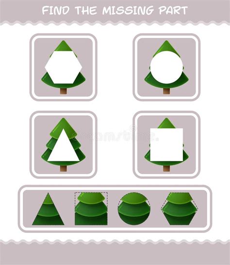 Match Cartoon Pine Tree Parts Matching Game Stock Vector