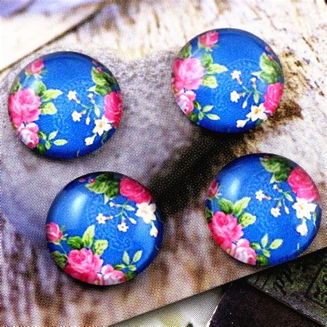 Cabochons Kaca Foto Buatan Tangan Biru Mm Mode Baru Buah