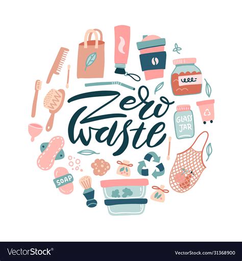 Zero Waste Logo Design Template Set No Plastic Vector Image