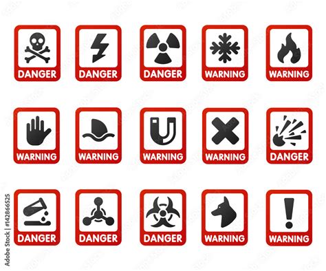 Prohibition Signs Set Industry Production Vector Yellow Red Warning Danger Symbol Forbidden