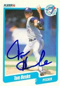 Tom Henke Autographed Baseball Card Toronto Blue Jays Fleer