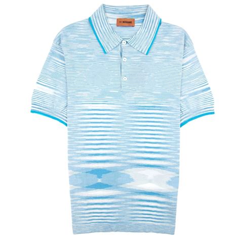 Missoni Slub Cotton Polo Shirt Sky Blue F705l Onu