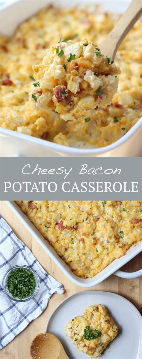 The Cheesy Bacon Potato Casserole Is Ready To Be Eaten And Served