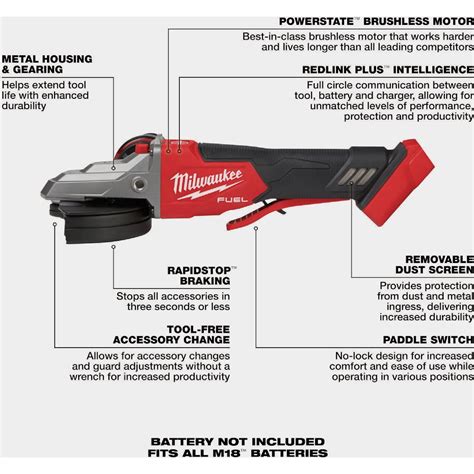 Milwaukee M18 FUEL Lithium-Ion 5 In. Brushless Flathead Braking ...