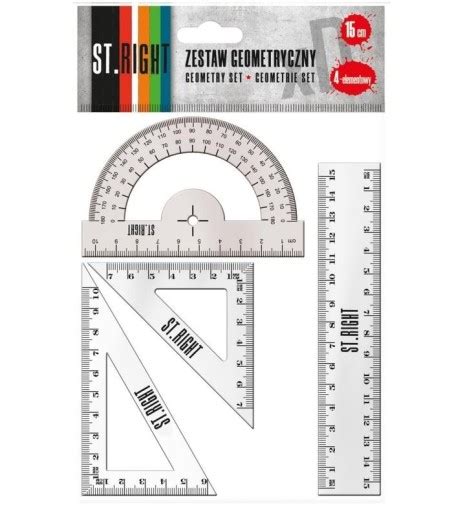 Zestaw Geometryczny 4 El 15 Cm Linijka Ekierka 13373400788 Allegro Pl