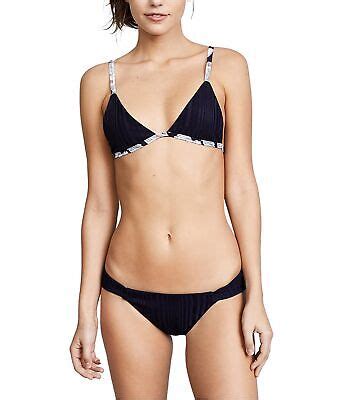 Tavik Womens Zepplin Slinky Rib Bikini Swim Top Blue X Small Ebay