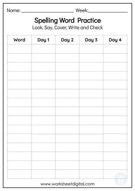 Free Spelling Worksheet Templates For Engaging Learning