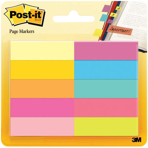 Post It Page Markers Assorted Ultra Bright Colours 1 2 X 2 50