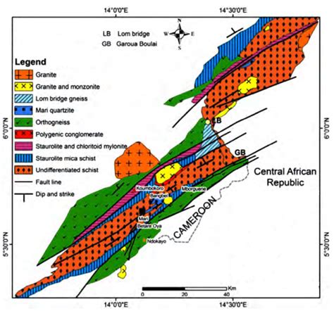 Figure 2 Geological Sketch Map Of The Lom Unit Modify From Ngako Et Al