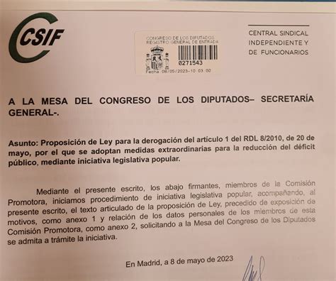 CSIF Nacional On Twitter Hoy Presentamos En El Congreso Es Una