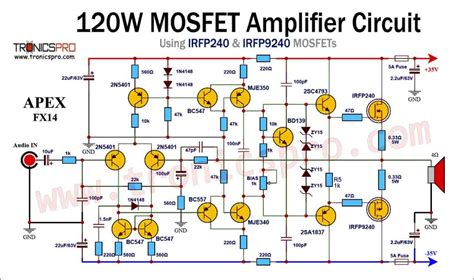 W Mosfet Amplifier Circuit Diagram Using Irfp Irfp