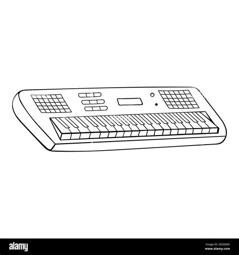 Hand Drawn Electronic Piano Keyboard Musical Instrument Vector Design