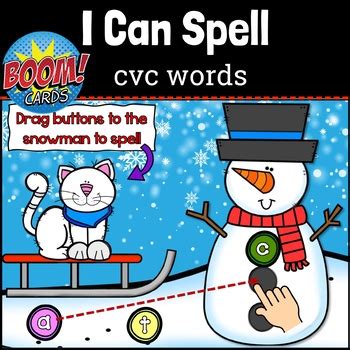 Spelling CVC Words BOOM CARDS Distance Learning By Digital Den