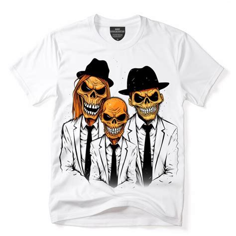 Premium AI Image A Close Up Of A Shirt With Three Skulls Wearing Hats