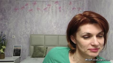 Ginger MILF In Red Dress On Webcam Live Show