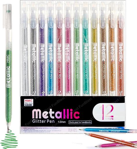 Funblast Metallic Glitter Pen 12 Colors Glitter Neon Pens Colour Pes