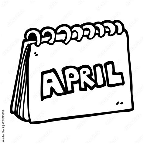 Line Drawing Cartoon Calendar Showing Month Of April Stock Vector