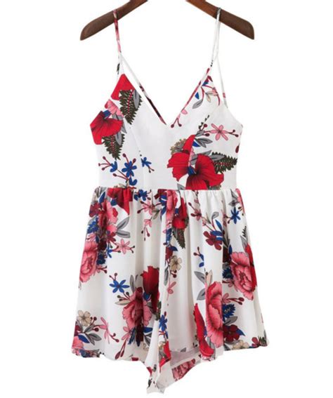 Fashion Sexy Straps Print Flower Backless Romper On Luulla