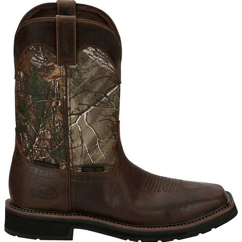 Justin Mens Stampede Eh Steel Toe Wellington Work Boots Academy