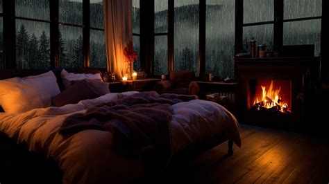 Goodbye Insomnia With Rain In The Forest Soft Rain Fireplace Hour