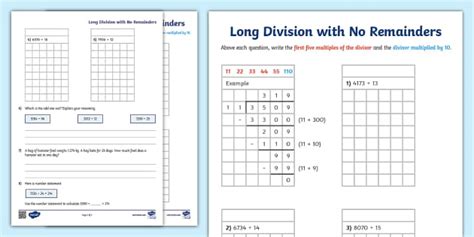 Long Division No Remainders 6 Digit Dividend Worksheets K5